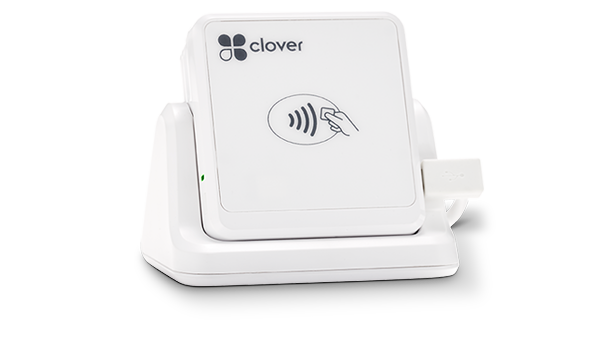 A clover contactless payment card reader